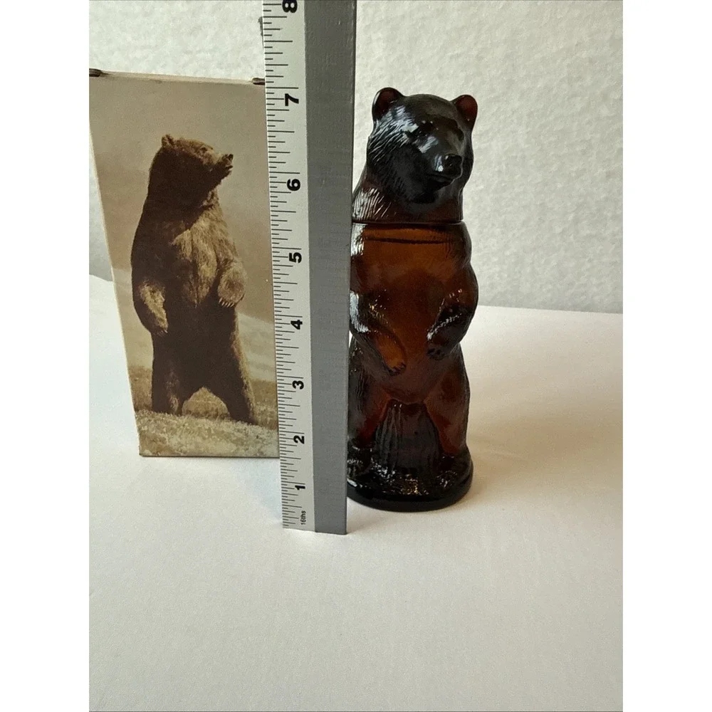 Vintage 1970s Avon Kodiak Bear Glass Decanter Bottle Full With Box After Shave